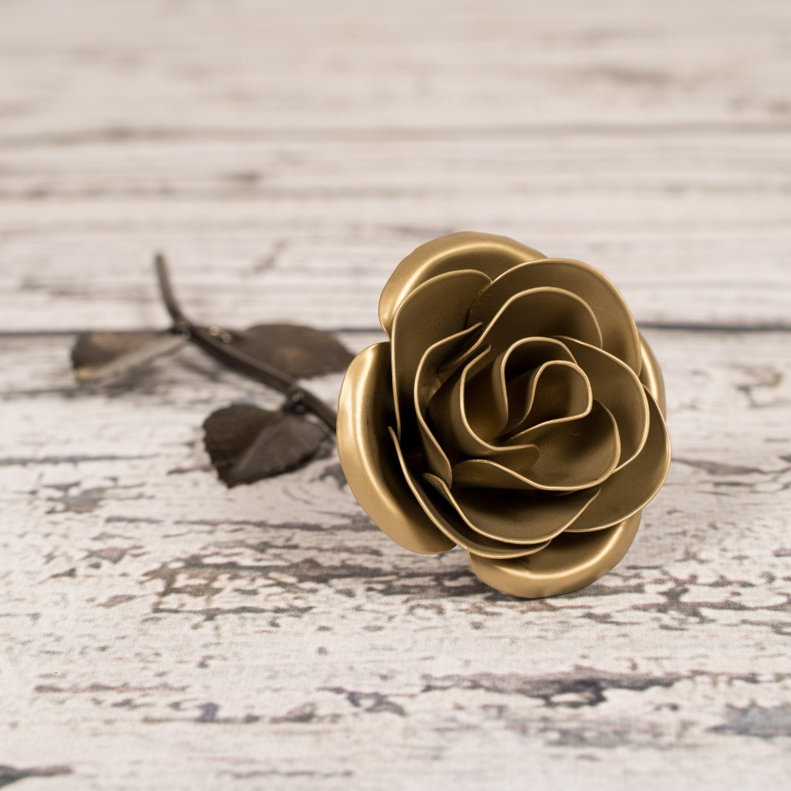 Hand Forged Gold Rose Decor Gift