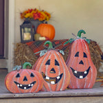 Set of 3 Metal Jack-O-Lanterns Seasonal & Holiday Decorations Halloween
