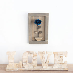 Framed Blue Metal Rose - Old West Iron