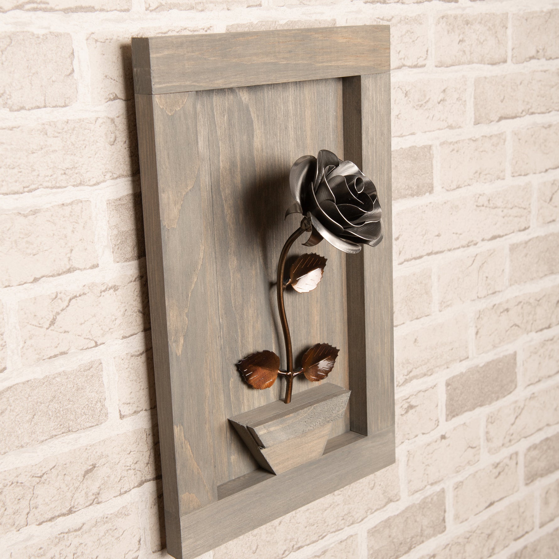 Framed Steel Rose Decor Gift