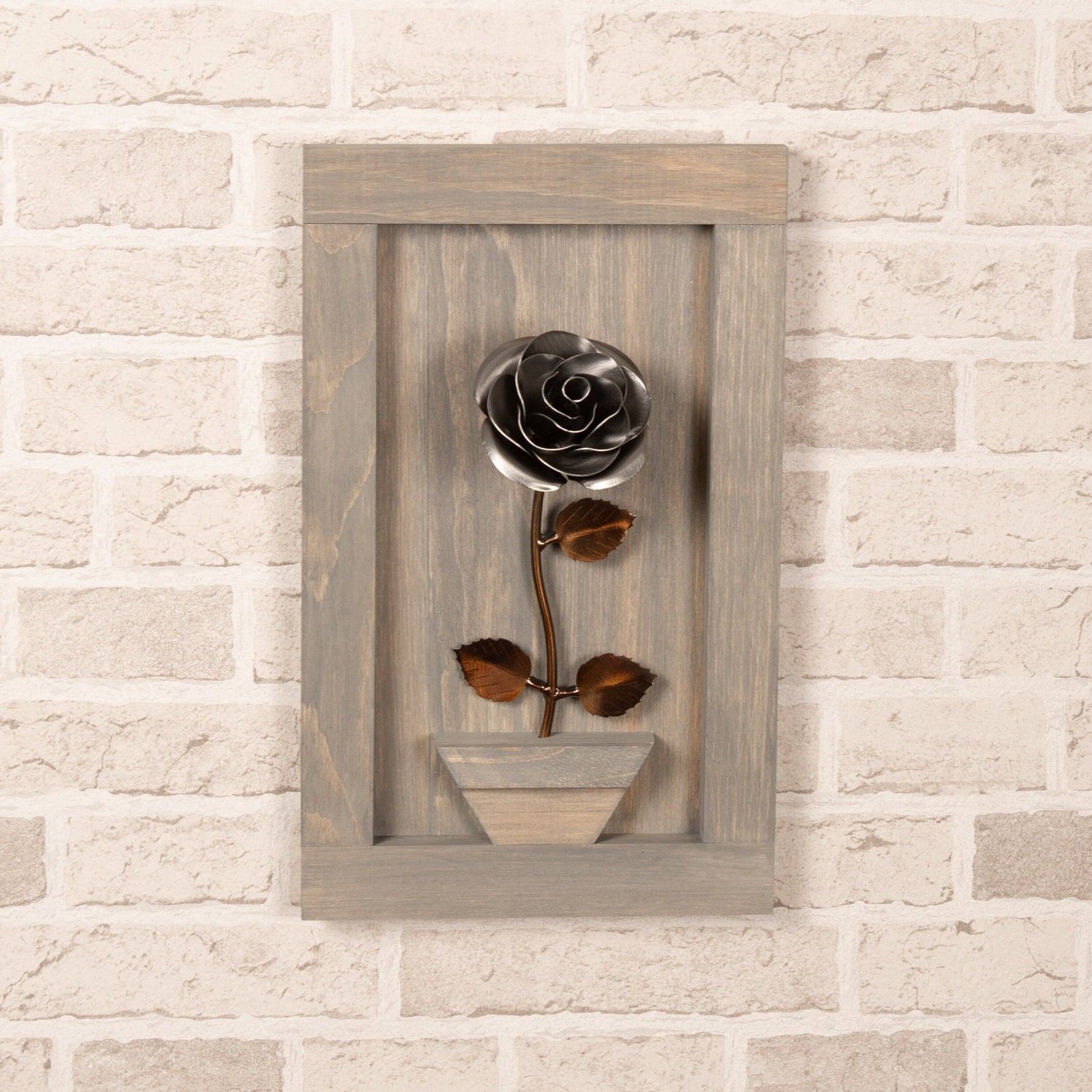 Framed Steel Rose Decor Gift