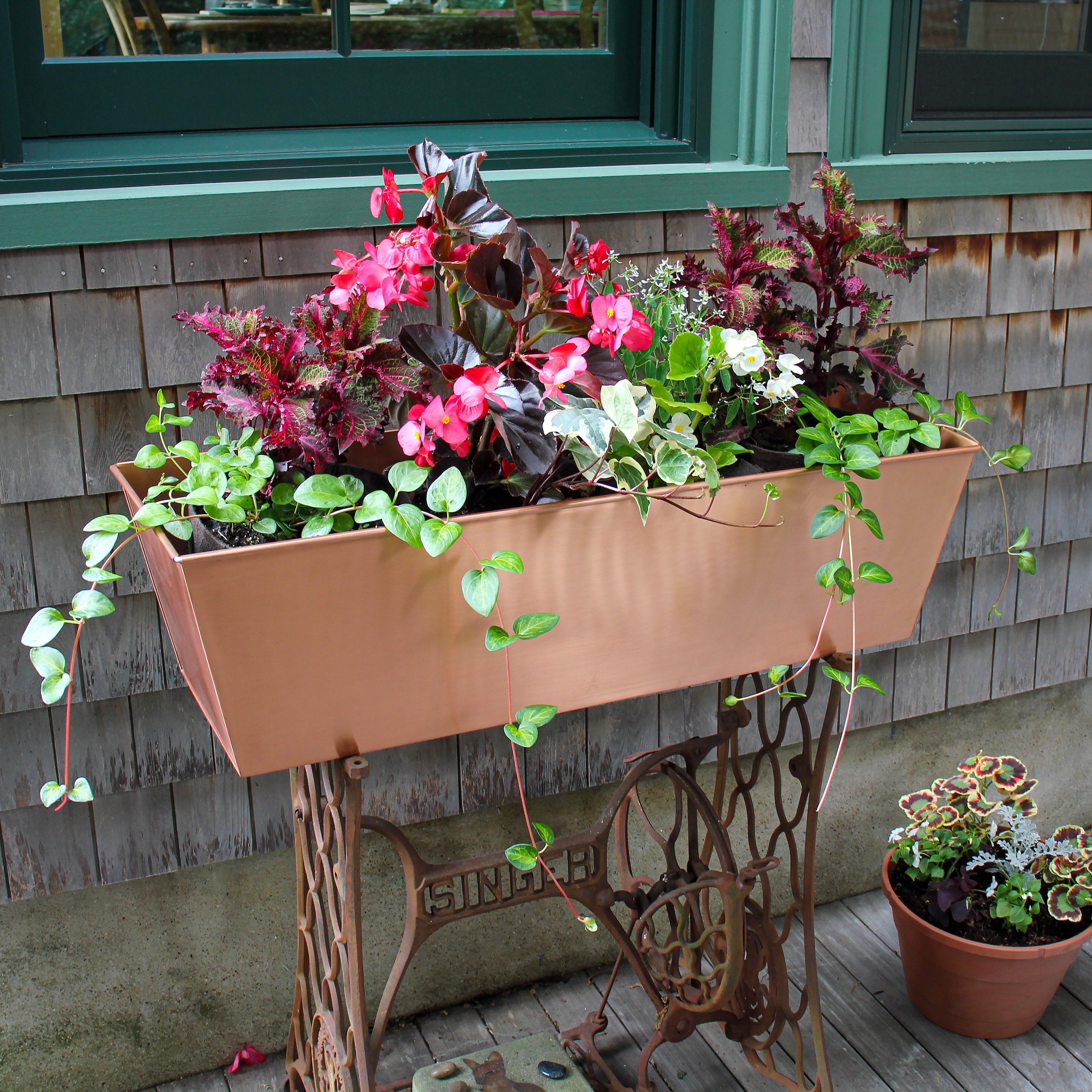 35"L Solid Copper Window Flower Box Planter- Large