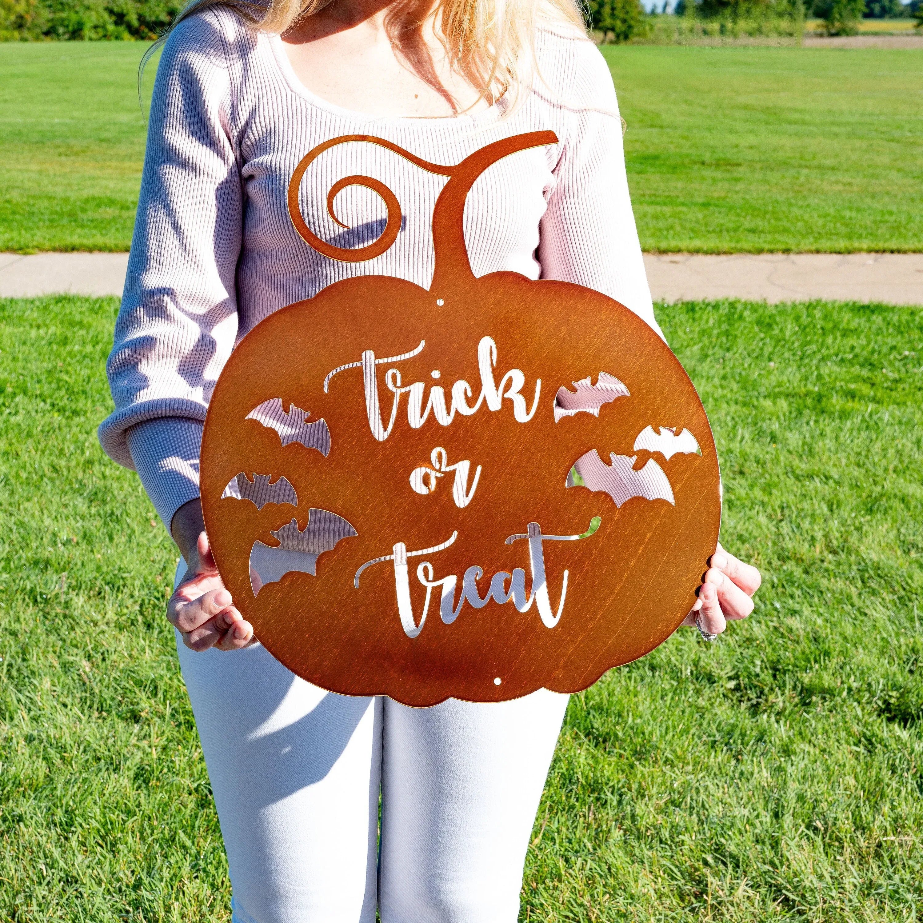 Trick or Treat Pumpkin Sign - Old West Iron