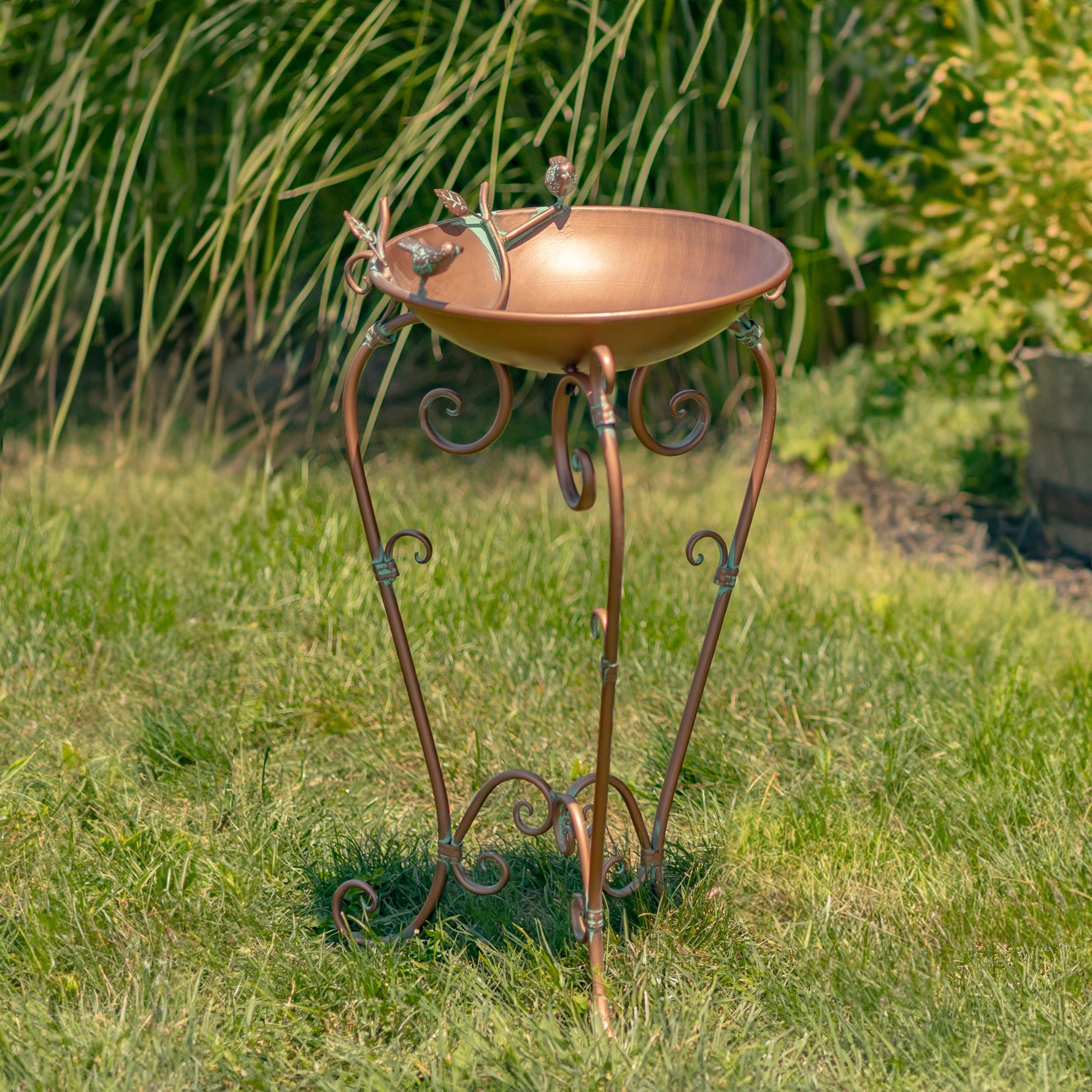 Antique Copper Birdbath