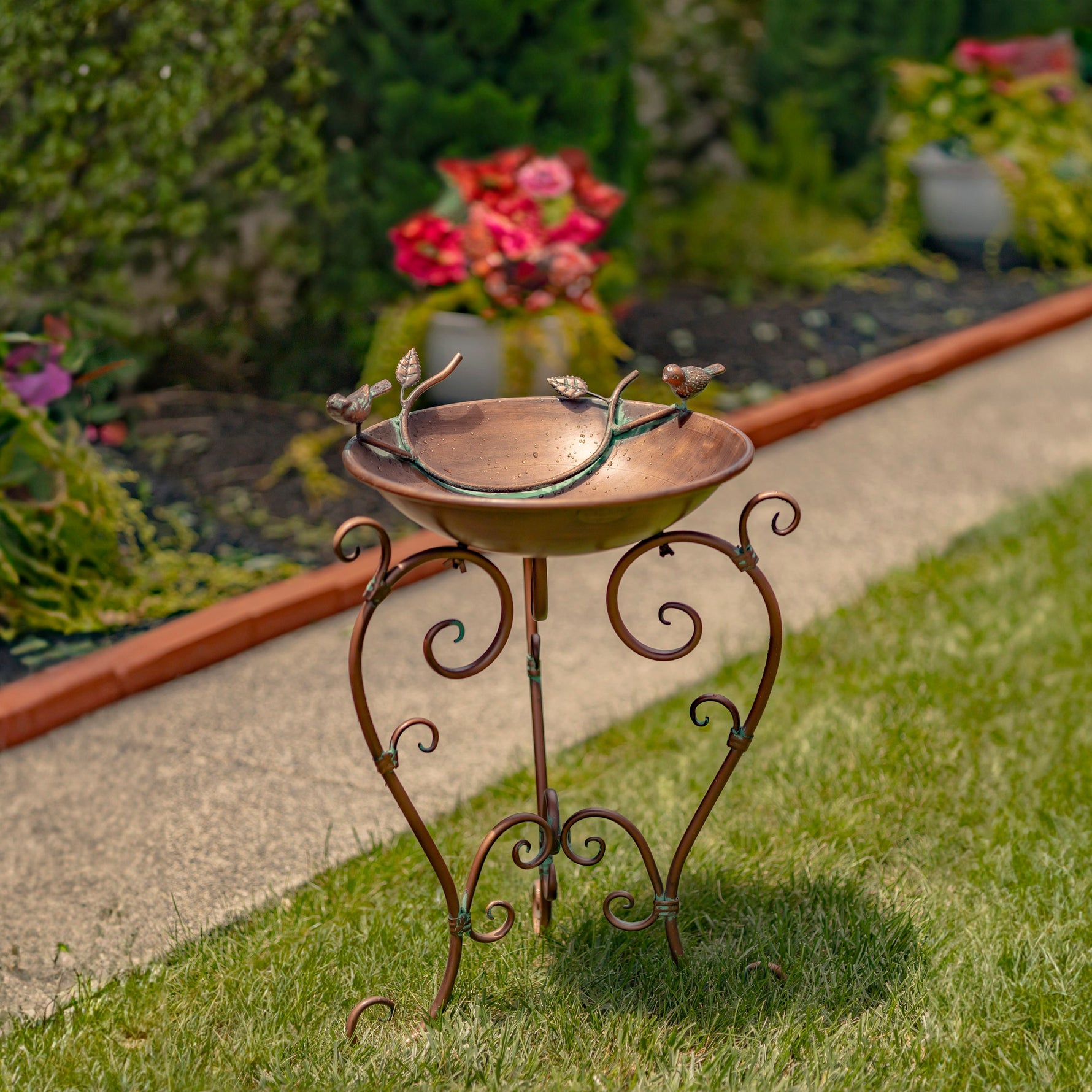 Antique Copper Birdbath