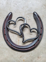 Horseshoe Hearts Metal Art Decor