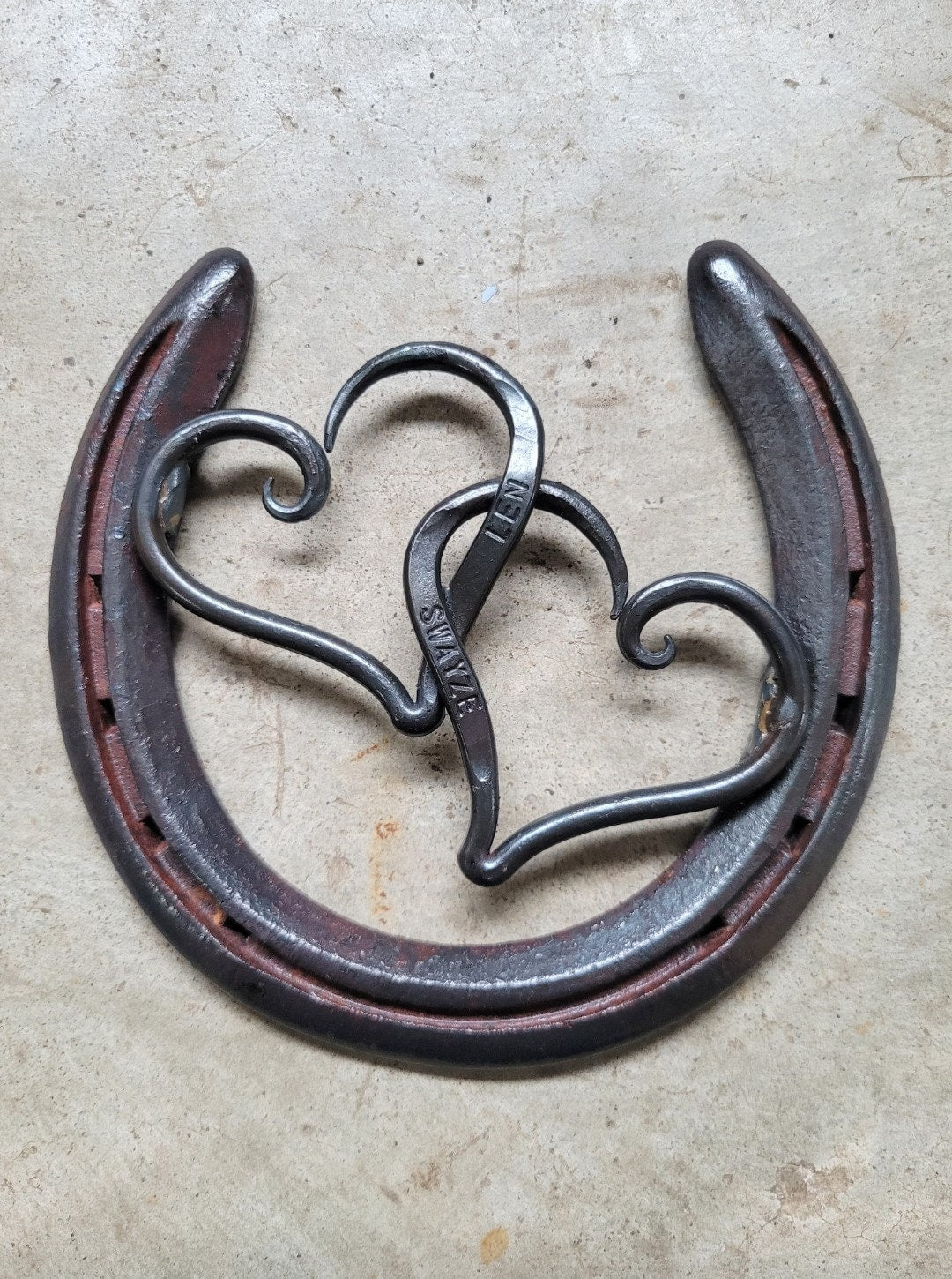Horseshoe Hearts Metal Art Decor