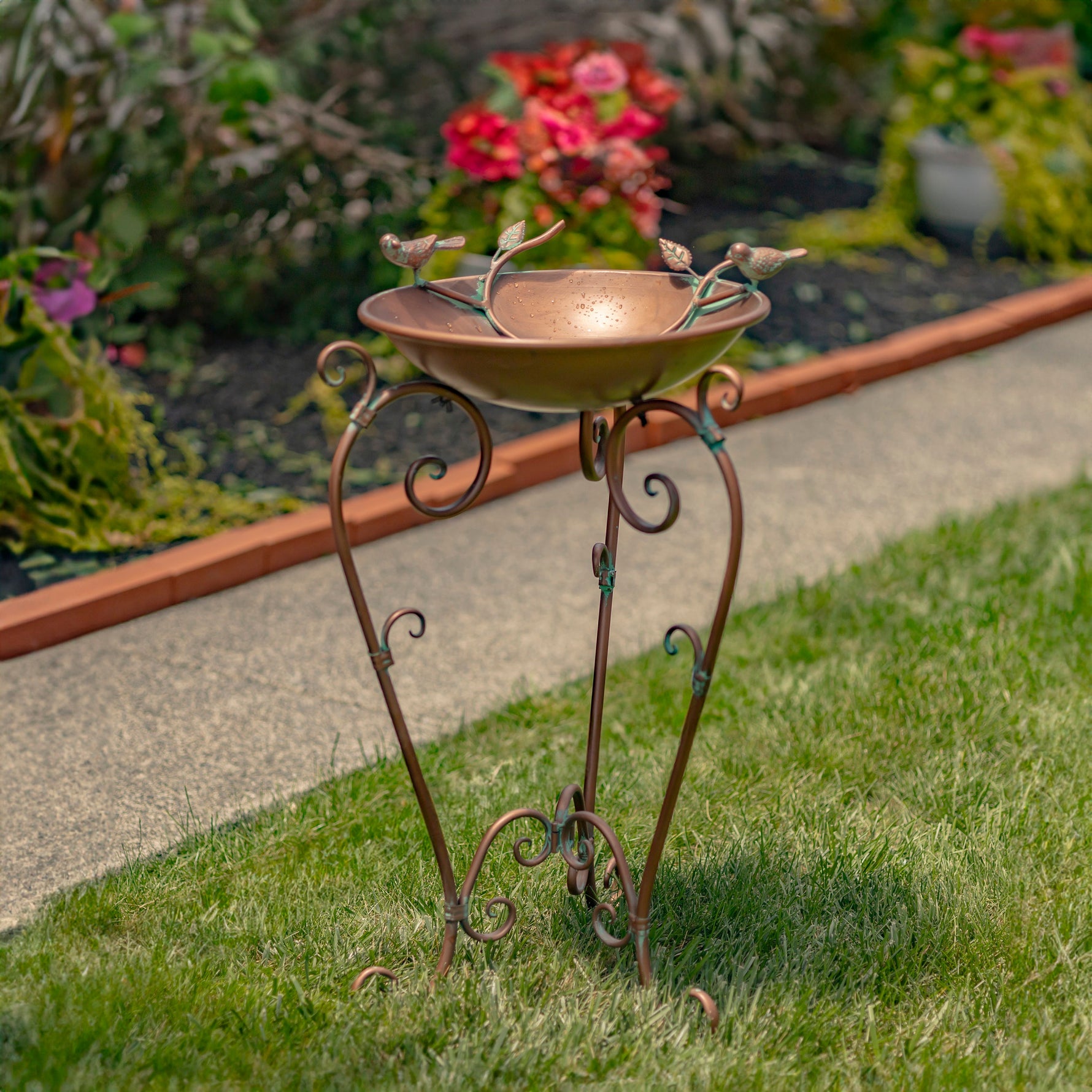 Antique Copper Birdbath