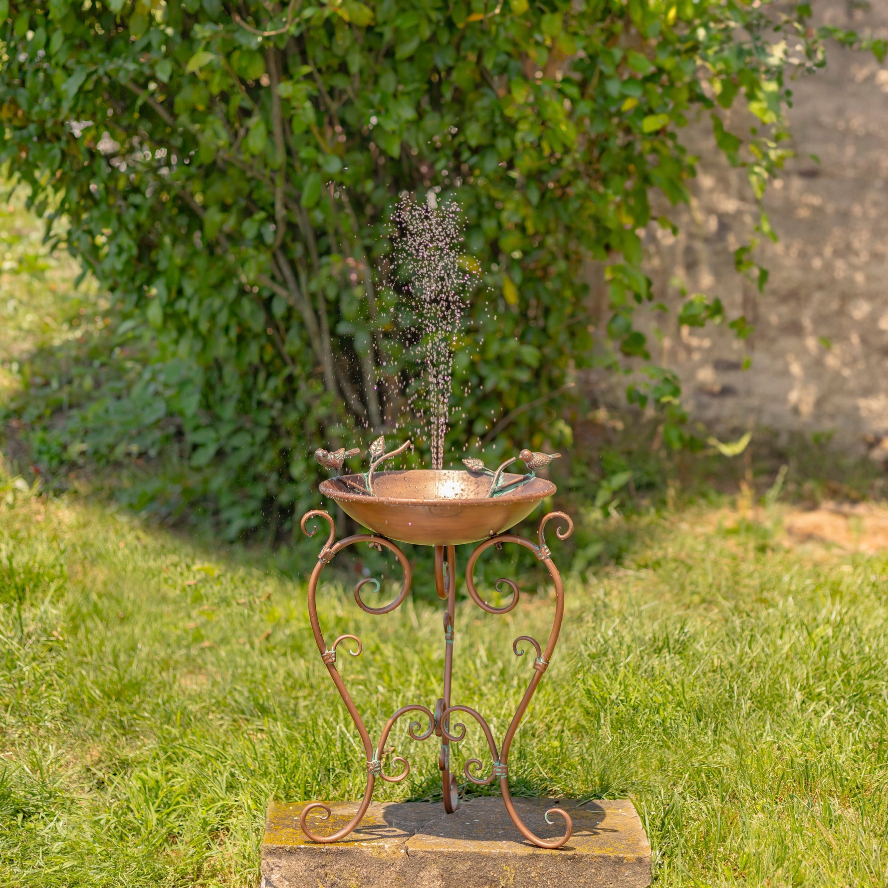 Antique Copper Birdbath