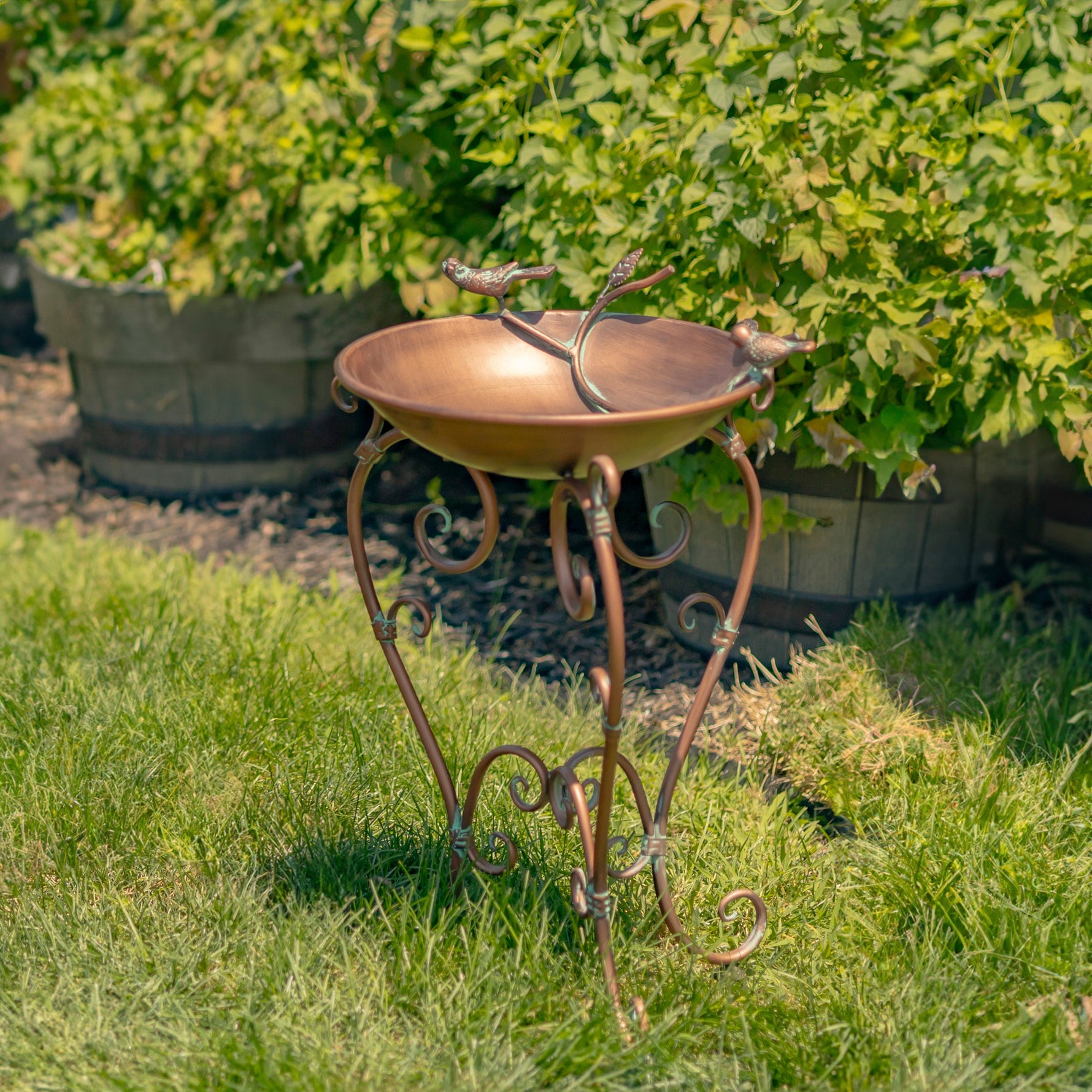 Antique Copper Birdbath