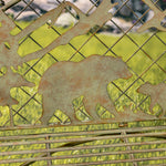 "Yellowstone" Round Top Iron Garden Bench with Grizzly Bear & Mountain Silhouette Benches Furniture