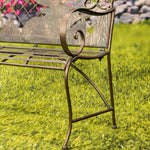 "Selkirk" Round Top Iron Garden Bench with Caribou Backrest Benches Furniture