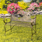 "Selkirk" Round Top Iron Garden Bench with Caribou Backrest Benches Furniture