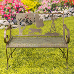 "Strasburg" Iron Garden Bench with Cow and Windmill Silhouette Benches Garden