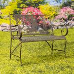 "Strasburg" Iron Garden Bench with Cow and Windmill Silhouette Benches Garden