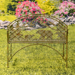 "Yellowstone" Round Top Iron Garden Bench with Grizzly Bear & Mountain Silhouette Benches Furniture