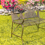 "Selkirk" Round Top Iron Garden Bench with Caribou Backrest Benches Furniture