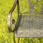 "Strasburg" Iron Garden Bench with Cow and Windmill Silhouette Benches Garden