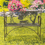"Strasburg" Iron Garden Bench with Cow and Windmill Silhouette Benches Garden