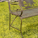 "Gunnison" Iron Garden Bench with Howling Wolf and Moon Silhouette Benches Garden