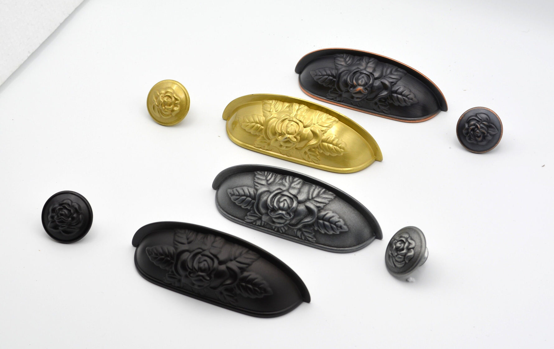 Old World Rose Cup Pull Cabinet Knobs & Handles Drawer Pull