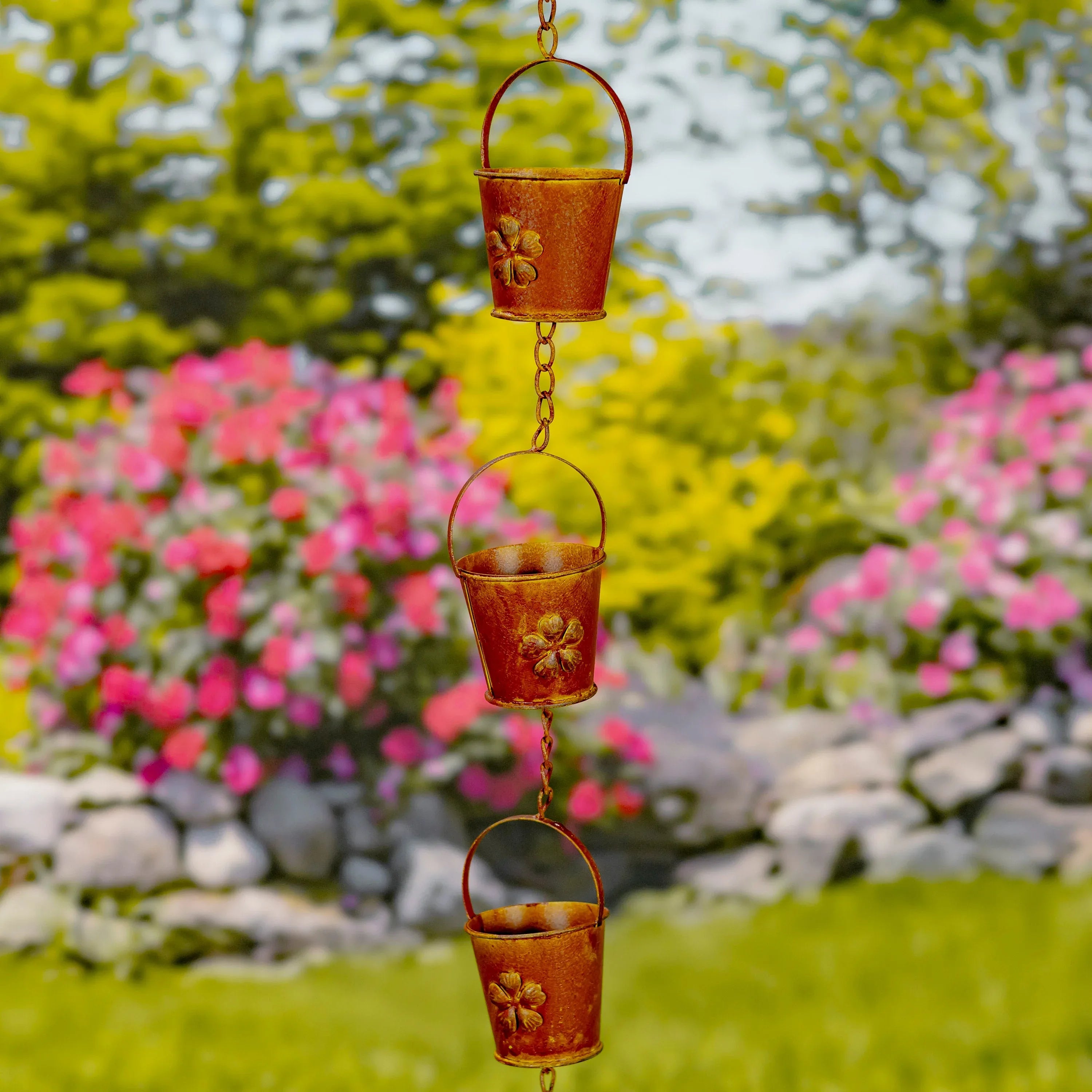 Daisy Bucket Rain Chain - Old West Iron