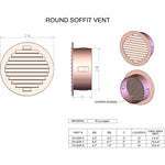 Round Copper Soffit Vent With Screen Vents & Flues Home Accessary