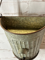 17"t Old Bucket Birdhouse Feeder or Planter - Outdoor Patio Decor - Metal Flower or Ivy Basket Container - Rustic Bird Home -