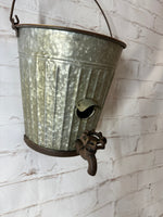 17"t Old Bucket Birdhouse Feeder or Planter - Outdoor Patio Decor - Metal Flower or Ivy Basket Container - Rustic Bird Home -
