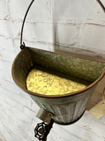 17"t Old Bucket Birdhouse Feeder or Planter - Outdoor Patio Decor - Metal Flower or Ivy Basket Container - Rustic Bird Home -