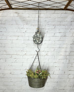 49"t Old Pail Pulley Planter - Outdoor Patio Decor - Metal Flower Bucket or Ivy Basket Container - Rustic Home Farmhouse