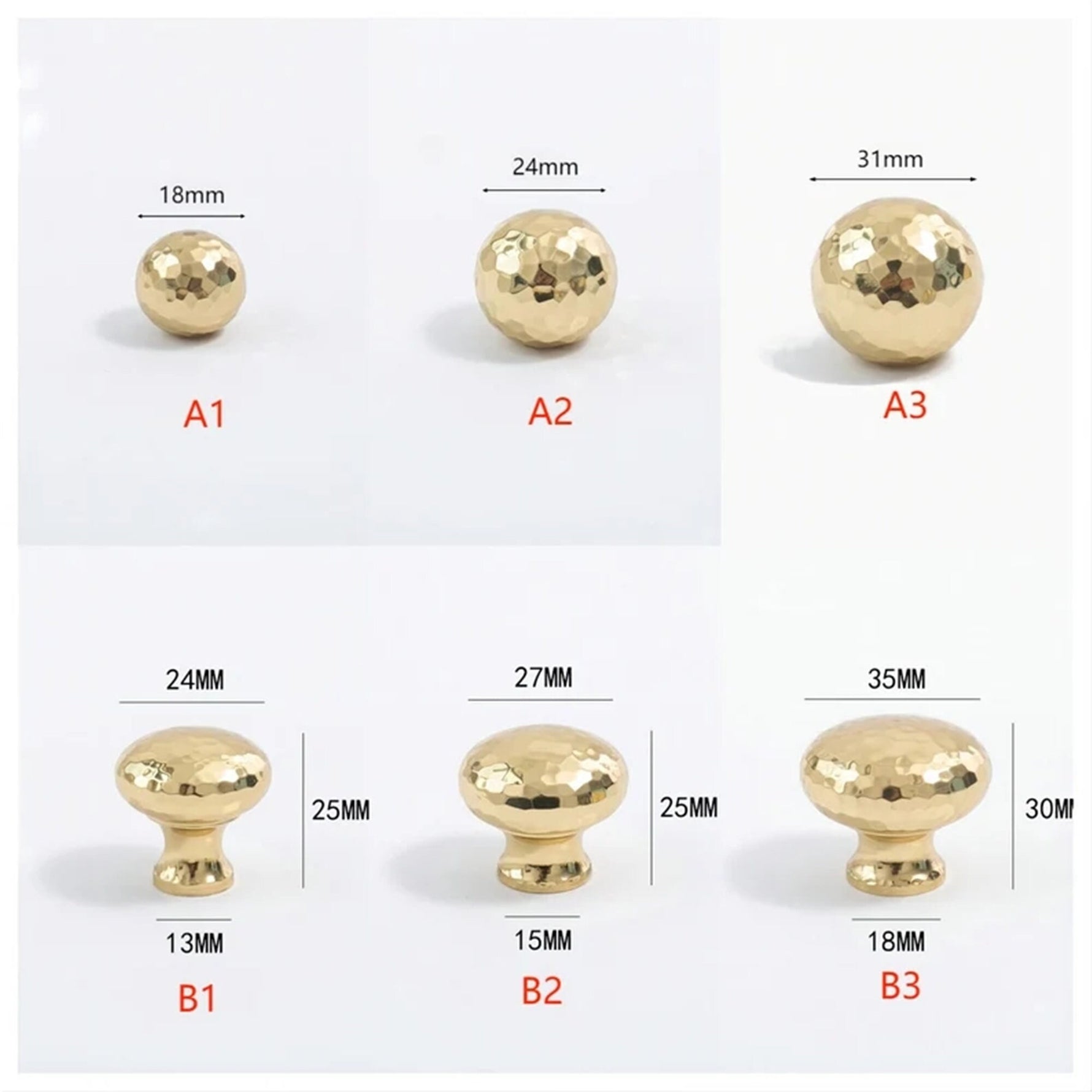 Hammered Brass Drawer Pulls