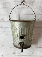 17"t Old Bucket Birdhouse Feeder or Planter - Outdoor Patio Decor - Metal Flower or Ivy Basket Container - Rustic Bird Home -