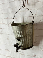 17"t Old Bucket Birdhouse Feeder or Planter - Outdoor Patio Decor - Metal Flower or Ivy Basket Container - Rustic Bird Home -