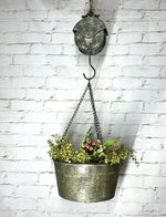 49"t Old Pail Pulley Planter - Outdoor Patio Decor - Metal Flower Bucket or Ivy Basket Container - Rustic Home Farmhouse