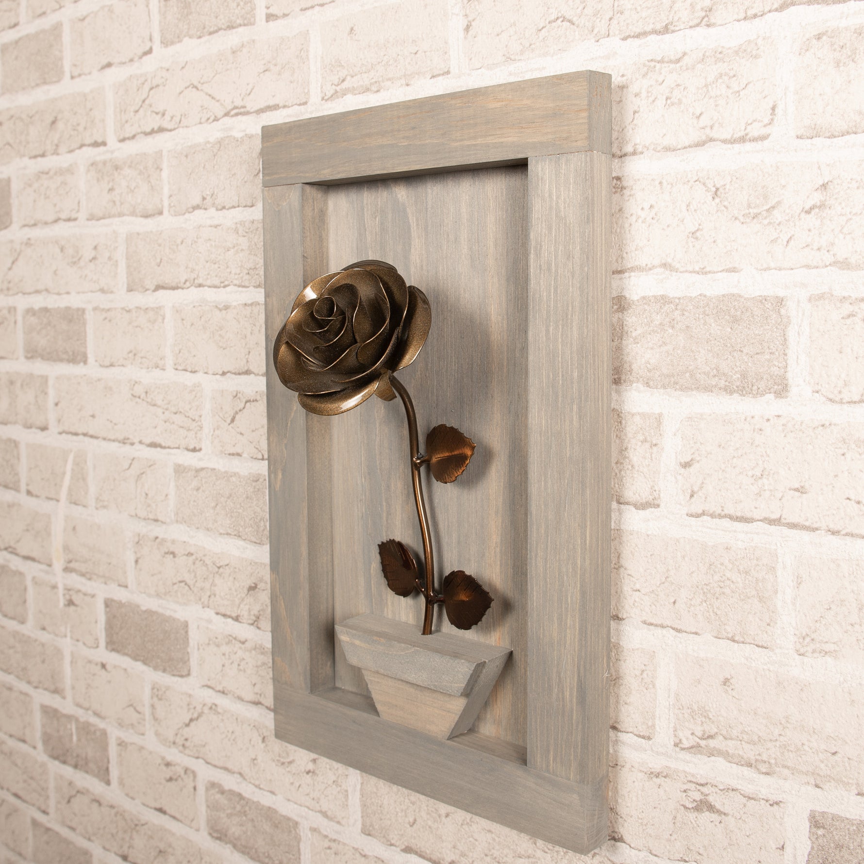 Framed Bronze Rose Decor Gift