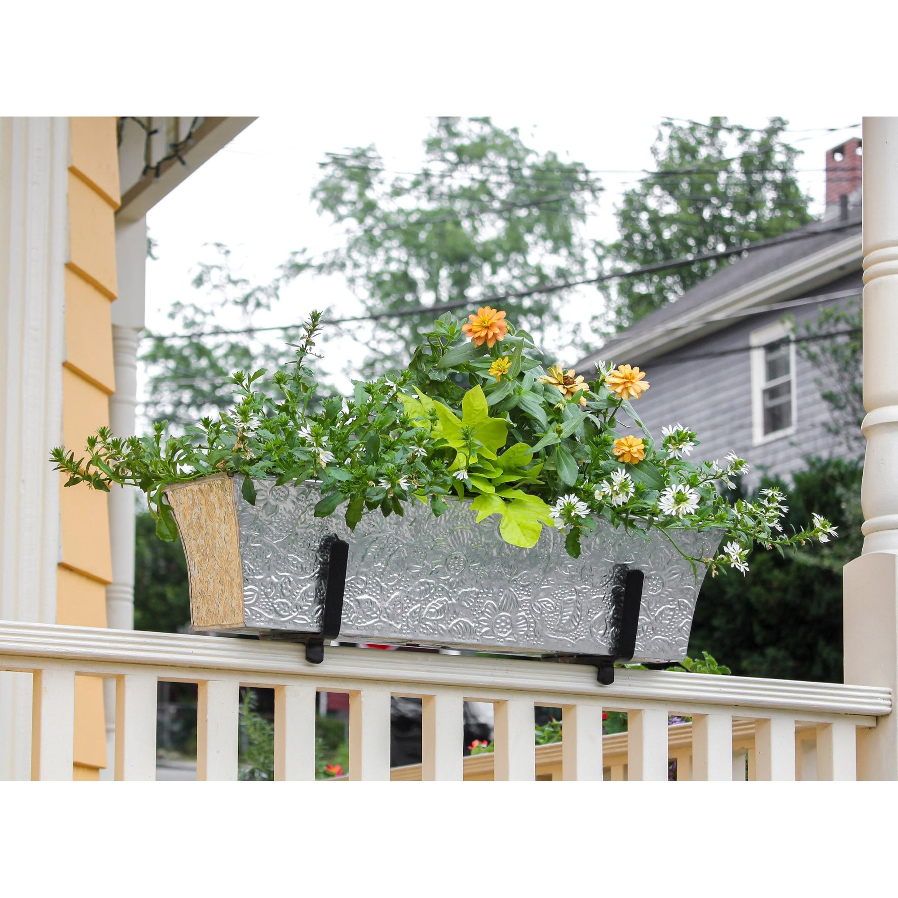 Vintage-style Flower Box Windowbox Railing Planter, Rectangular