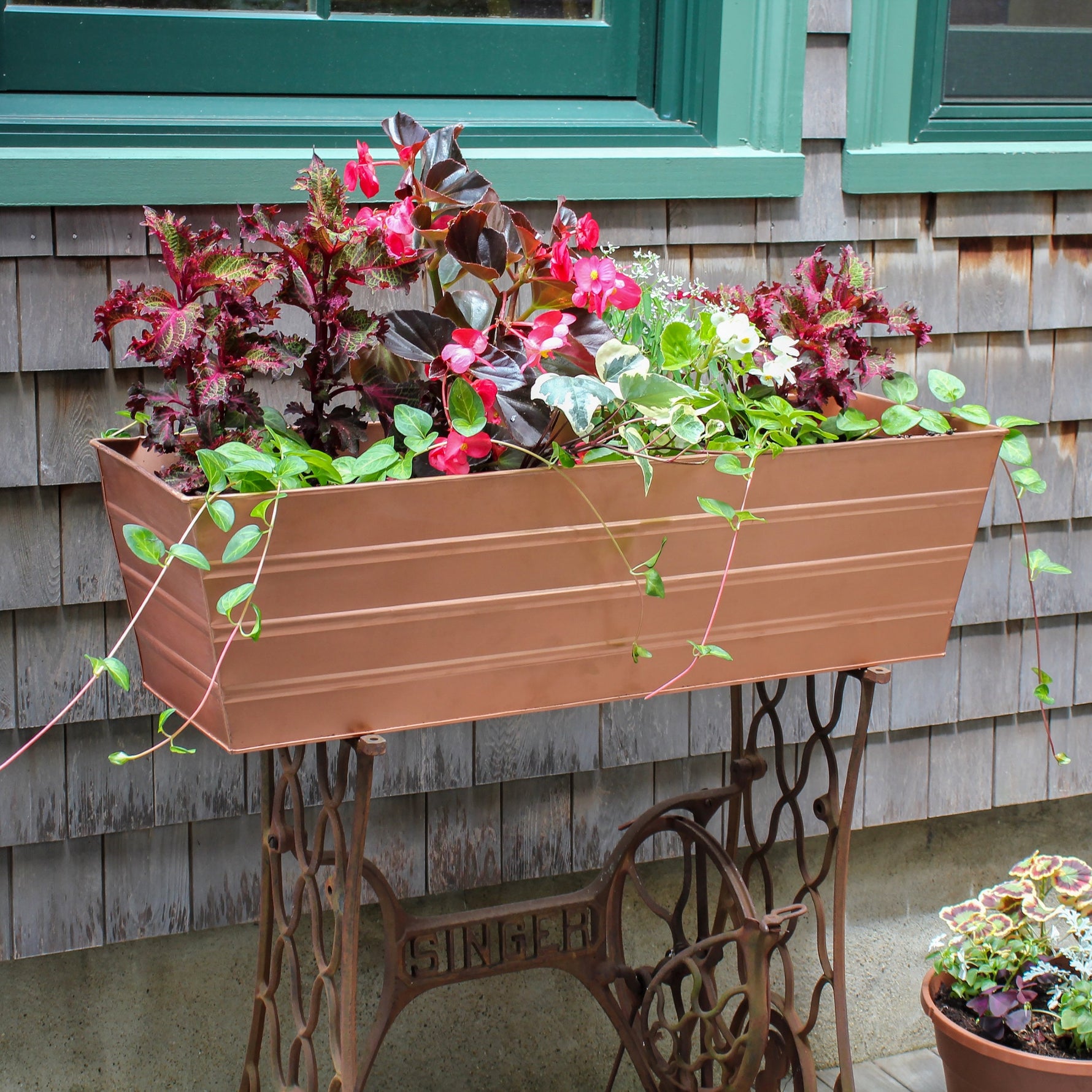 36"L Copper Plated Window Flower Box Planter- Large