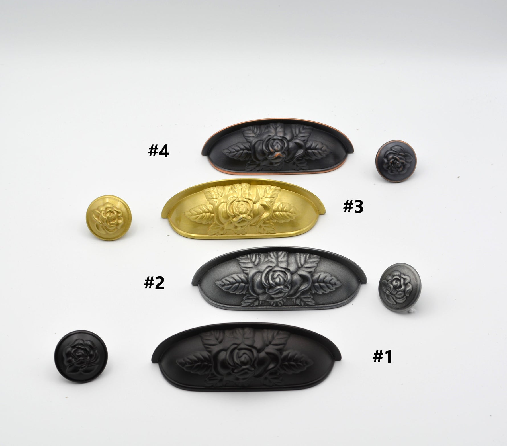 Old World Rose Cup Pull Cabinet Knobs & Handles Drawer Pull