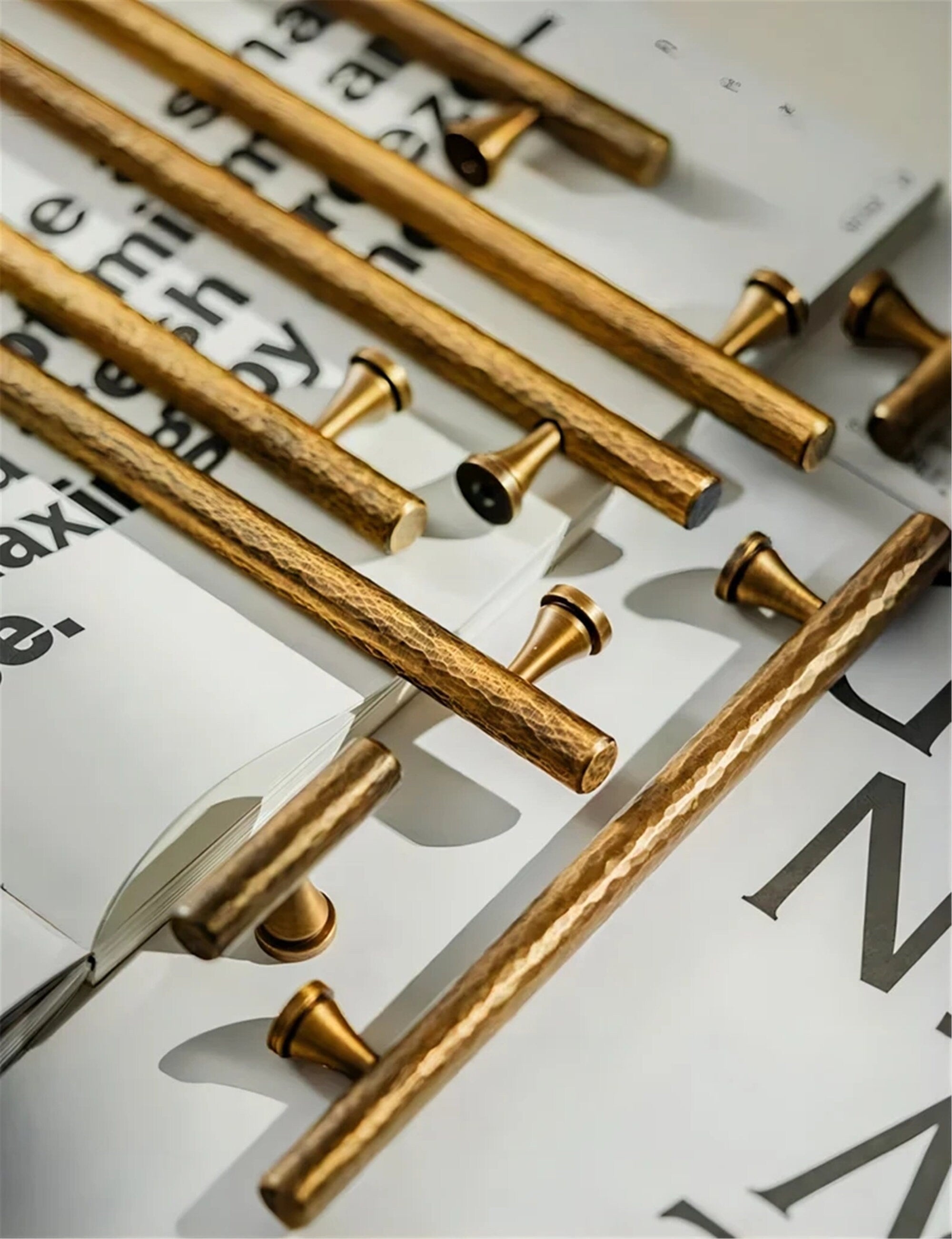 Antique Bronze Hammered Drawer Pulls