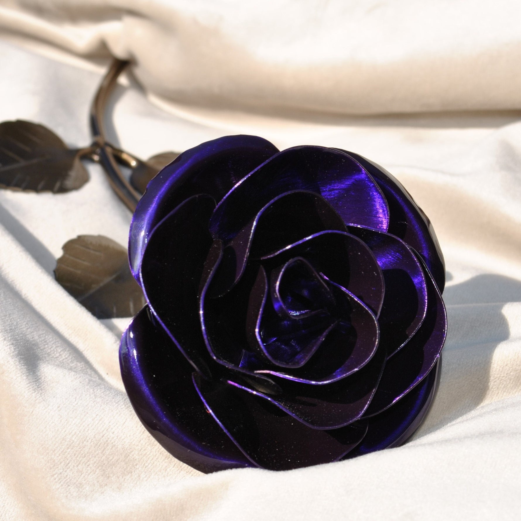 Hand Forged Purple Metal Rose Uncategorized Gift