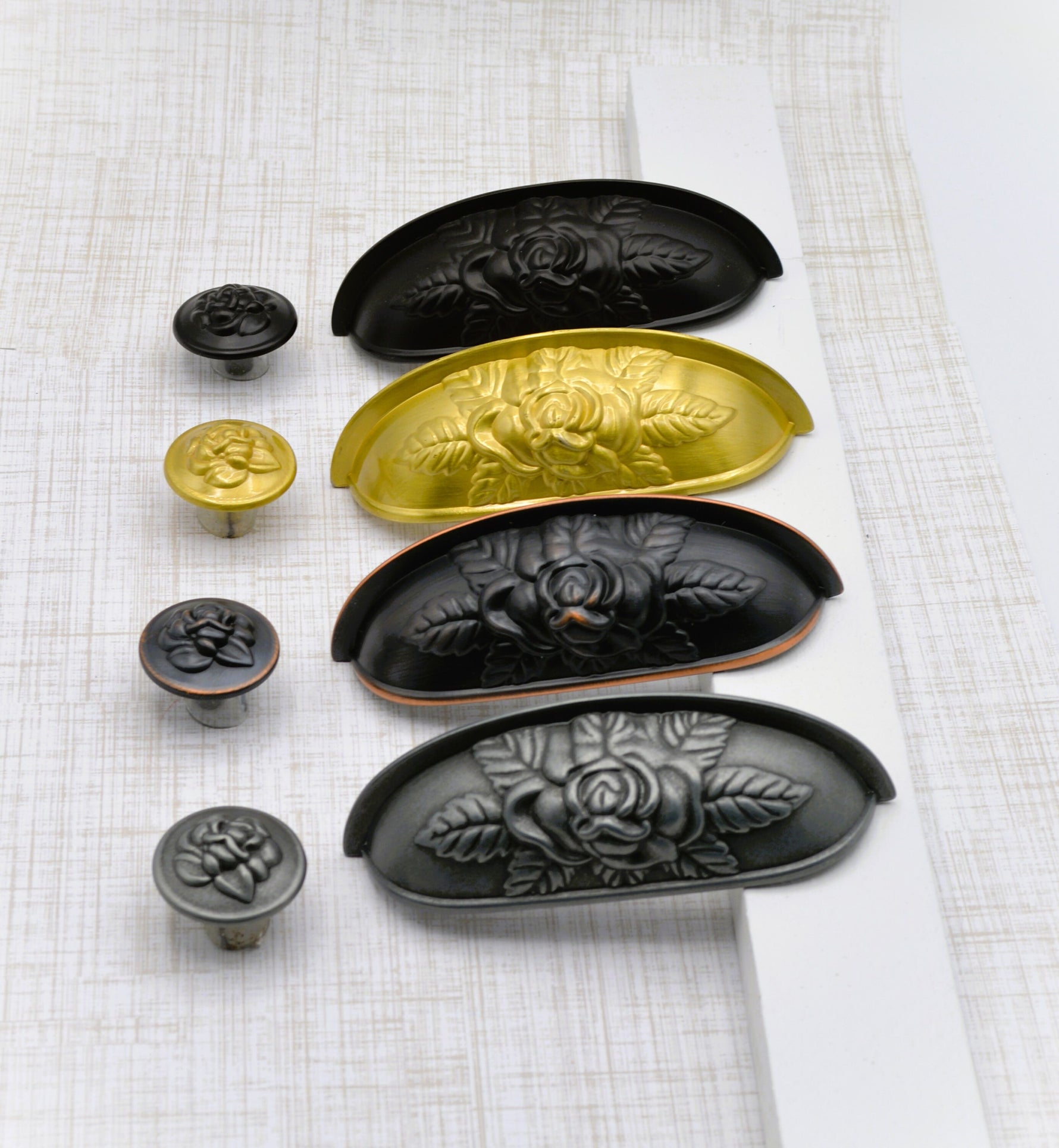 Old World Rose Cup Pull Cabinet Knobs & Handles Drawer Pull