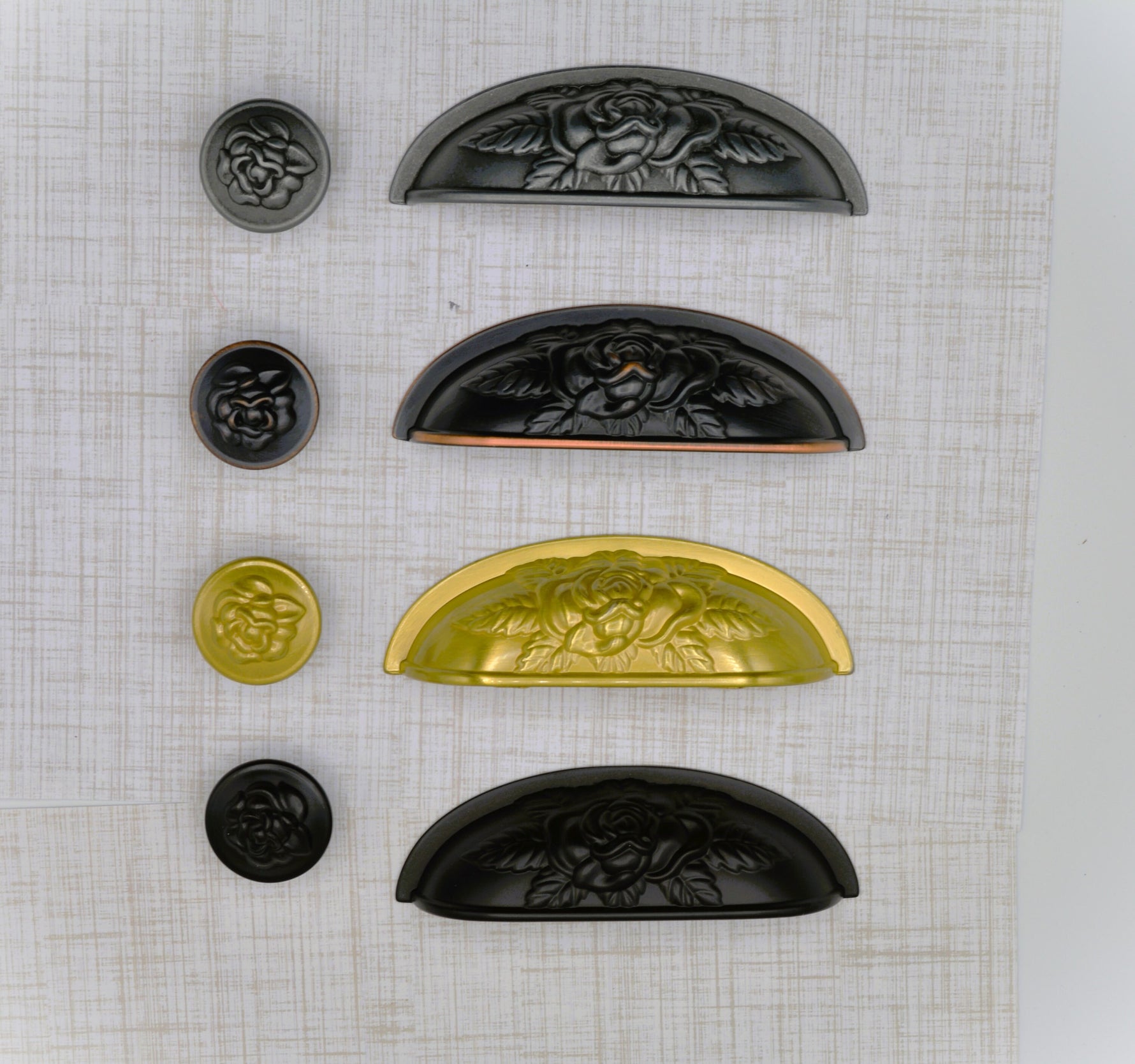 Old World Rose Cup Pull Cabinet Knobs & Handles Drawer Pull