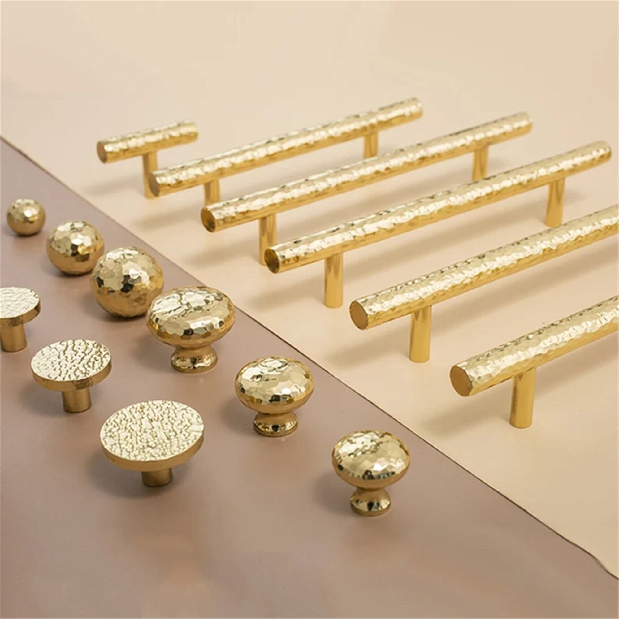 Hammered Brass Drawer Pulls