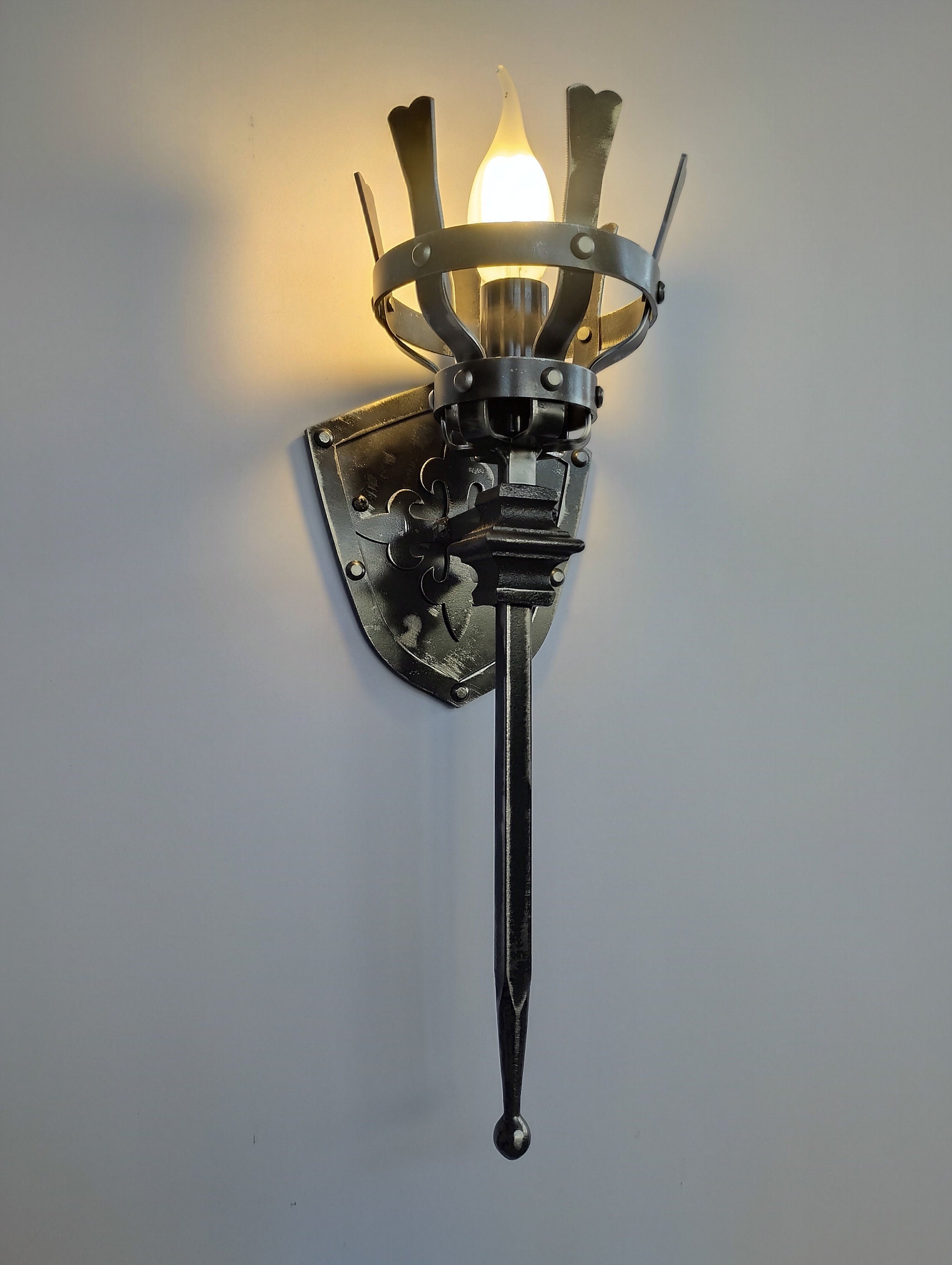 Iron medieval style torch sconce Lighting Lighting