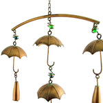 Set of 3 Antique Copper Umbrella Wind Chimes with Bells Wind Chimes Garden