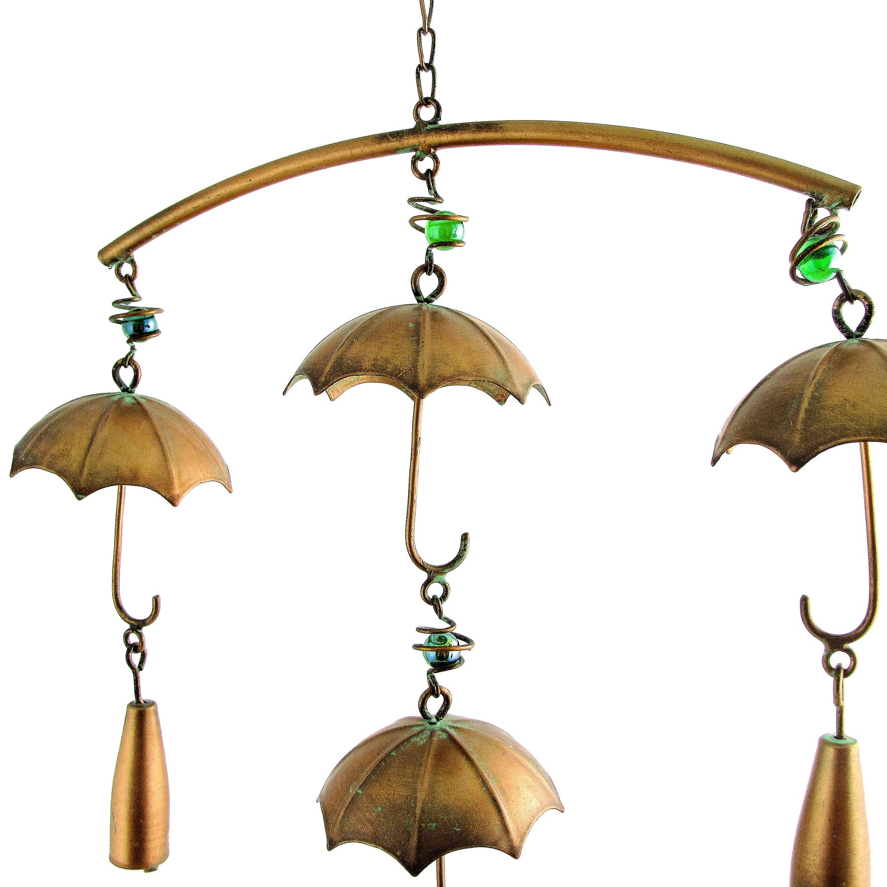 Set of 3 Antique Copper Umbrella Wind Chimes with Bells Wind Chimes Garden
