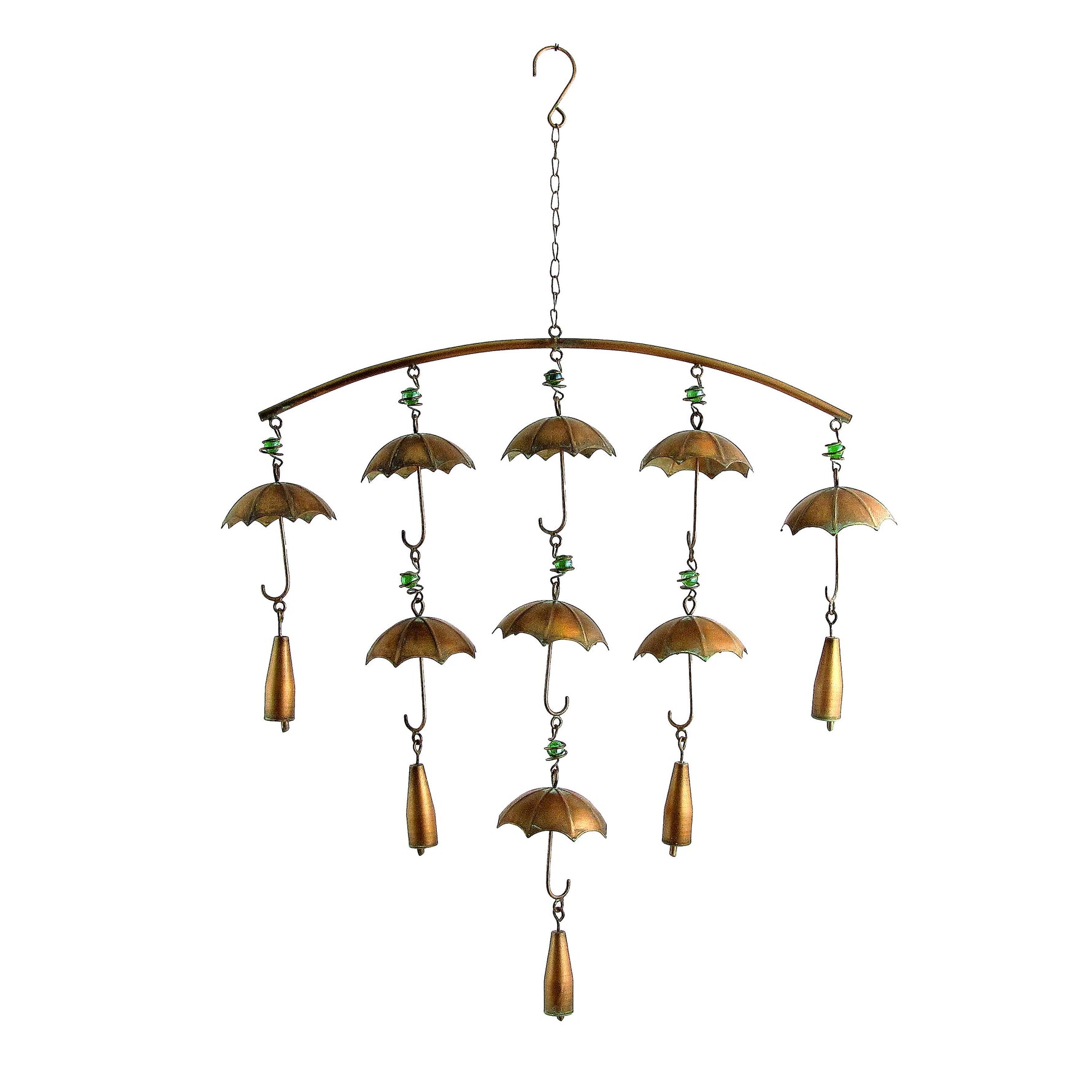Set of 3 Antique Copper Umbrella Wind Chimes with Bells Wind Chimes Garden