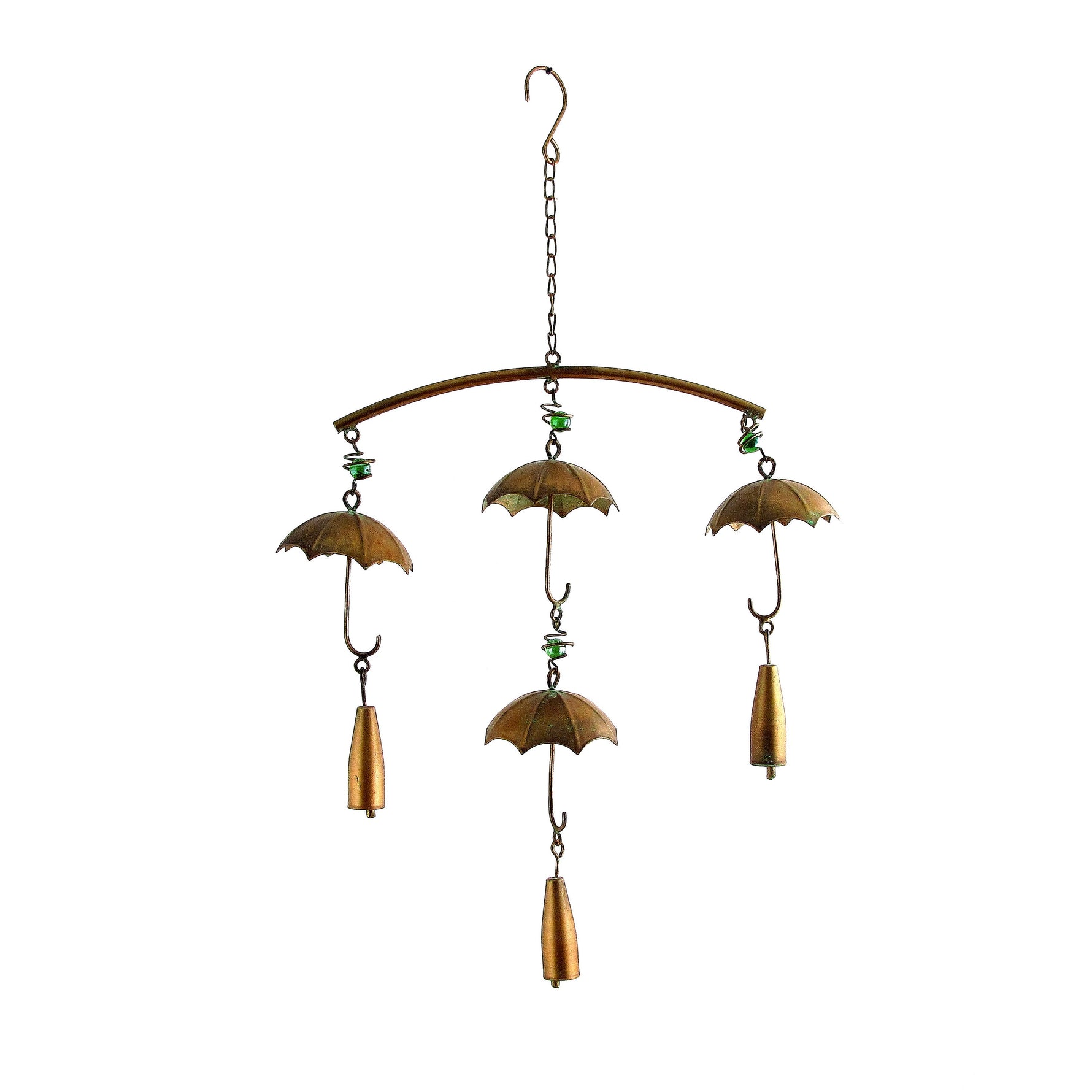 Set of 3 Antique Copper Umbrella Wind Chimes with Bells Wind Chimes Garden