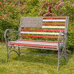 "Proud to be an American" Iron Flag Garden Bench Benches Garden